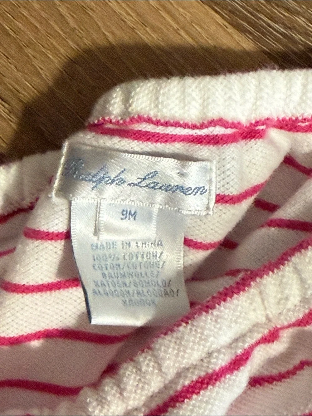 Ralph Lauren White and Pink Striped Button-Front Polo Top
